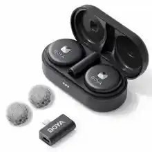 BOYA Omic-D Micrófono inalámbrico para iPhone, micrófono de Solapa con Clip magnético con cancelación de Ruido con Funda de Carga inalámbrica y transmisión de 164 pies para iPhone