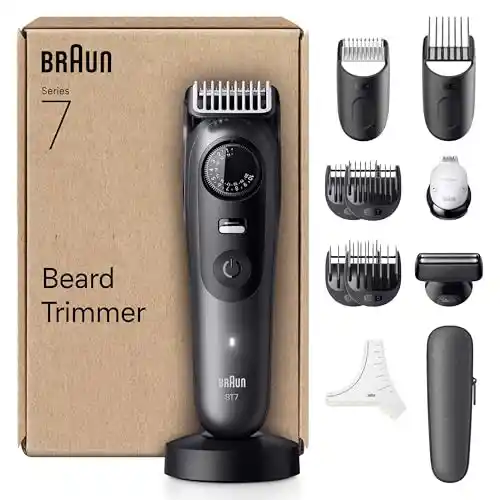Braun Recortadora De Barba Series 7 BT7545, Barbero Recargable Resistente Al Agua, +12 Accesorios Para Barba, 120 Min De Autonomía, 40 Longitudes, Lámina Ultra Afilada, Gris