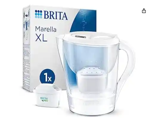 BRITA Jarra con Filtro de Agua Marella XL Blanca (3,5 l) Incl. 1x Cartucho MAXTRA PRO All-in-1