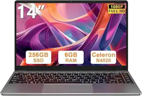 bvate Ordenador portátil 14",Win11 N4020 Up to 2.8Ghz 256GB Admite expansión SSD 1TB 14" Portátiles FHD 2.4G+5G WiFi BT 4.2 Mini HDMI con ratón inalambrico & Pegatinas Teclado Español-Gris