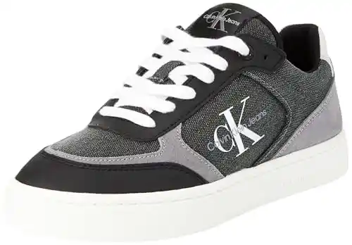 Calvin Klein Jeans Sneaker con Suela Cupsole para Mujer de Lona, Multicolor (Black/Stormfront), 39