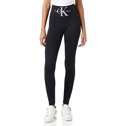 Calvin Klein Logo High Waist Legging, Negro (Black), M para Mujer