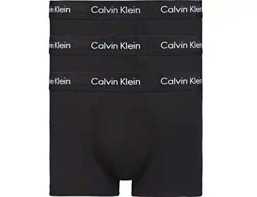 Calvin Klein Low Rise Trunk 3pk Bóxer, Negro (Black W. Black Wb), L Hombre