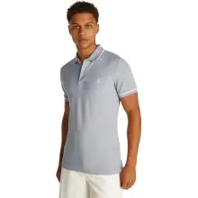 Calvin Klein Polo de manga corta Hombre Tipping Slim Fit, Morado (Aleutian), XXL