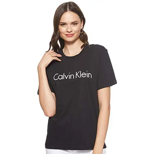 Calvin Klein S/s Crew Neck, Top de pijama Mujer, Negro