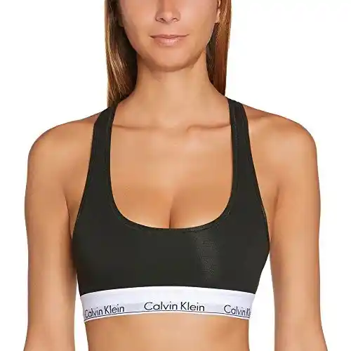 Calvin Klein Unlined Bralette, Negro (Black), M Mujer
