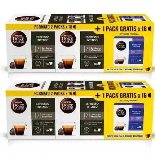 Cápsulas de café Dolce Gusto: 96 unidades (4 Intenso + 2 Ardenza regalo)