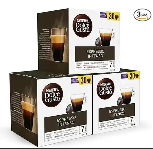 NESCAFÉ Dolce Gusto Espresso Intenso, 90 cápsulas, Intensidad 7 (3 pack x 30)