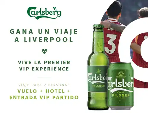 Carlsberg sortea 5 viajes a Liverpool (Sorteo por compra)