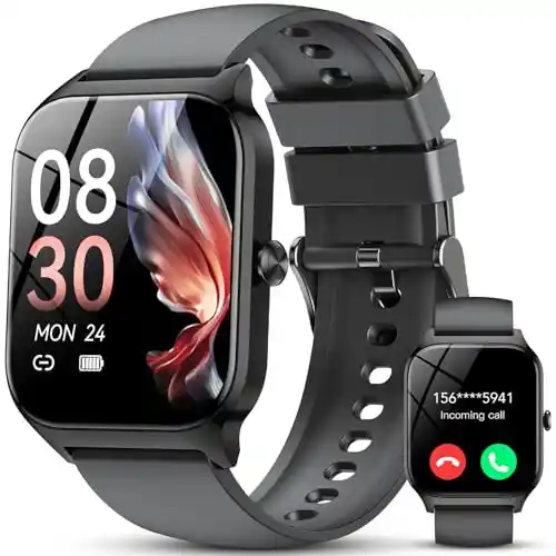 CASCHO Reloj Inteligente Hombre Mujer,1.85" HD Smartwatch con Llamadas, Whatsapp Notificaciones, Smart Watch con Podómetro/Pulsómetro/SpO2/Monitor de Sueño,115+ Modos Deportes, IP68 Impermeable