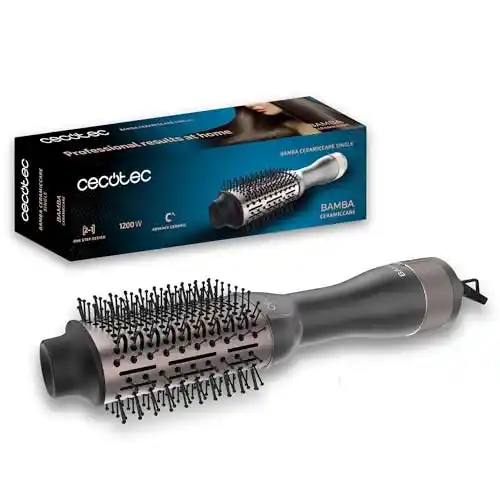 Cecotec Cepillo de Aire Bamba CeramicCare Single. 1200W, Diseño One Step, 2 en 1, Deslizamiento ultrasuave, 3 Temperaturas, 2 Velocidades, Función Aire Frio, Protección de Sobrecalentamiento