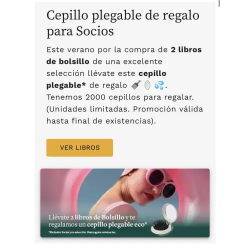 Cepillo plegable de regalo por compra en La Casa del libro