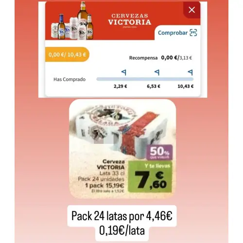 Cerveza Victoria por 0,19€/lata (Carrefour cuentas seleccionadas)