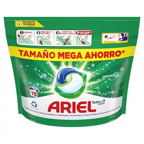 ¡Chollo! 70 cápsulas detergente Ariel All-in-One Original