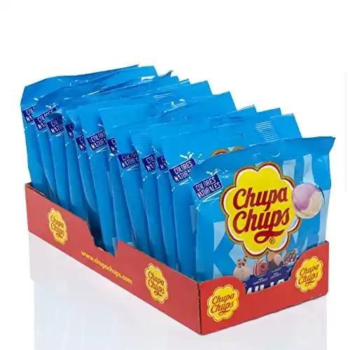 Chupa Chups Milky Caramelo con Palo, de Sabores Variados, 12 bolsas de 10 unidades