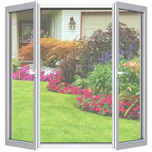 Cinkee 2Pcs Mosquitera para Ventana 100x100cm, Malla de Mosquitera Ajustable DIY para Ventanas Puertas y Patios,Sin Taladrar, Autoadhesiva-Blanco