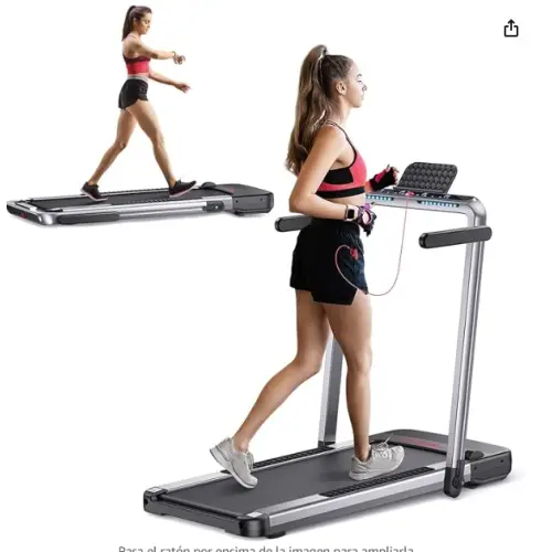 Cinta de Correr Plegable 2 en 1,FLYLINKTECH Home Cinta de Andar Silencioso con Bluetooth, hasta 14 km/h, 40 * 100cm cinturón para Correr, 12 Modos de Ejercicio, Pantalla táctil LCD