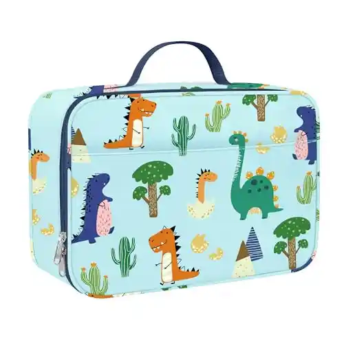 Clastyle Bolsa Termica Porta Alimentos Bebe Azul Mundo Dinosaurio, Bolsa Almuerzo Infantil Cactus Reutilizables, Bolsa Comida Niños Niña para Viaje Picnic Guarderia
