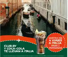 Club By y Coca Cola te llevan de viaje a Italia (sorteo por compra)