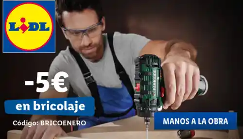 Código de descuento de 5€ en la sección Bricolaje de Lidl