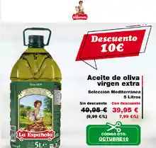 Código descuento 10 € Aceite de Oliva Virgen Extra La Española (código descuento)