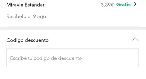 Código descuento especial -15% miravia