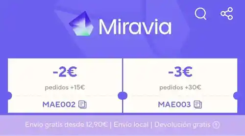 Códigos descuento en Aliexpress para productos vendidos por Miravia (2 para 15)