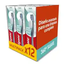 Colgate 360 Limpieza Profunda Cepillo de Dientes Suave, 12 Uds, Elimina Bacterias de Dientes, Lengua, Mejillas y Encías, Filamentos Interdentales Limpian entre los Dientes, Filamentos Antibacterianos*