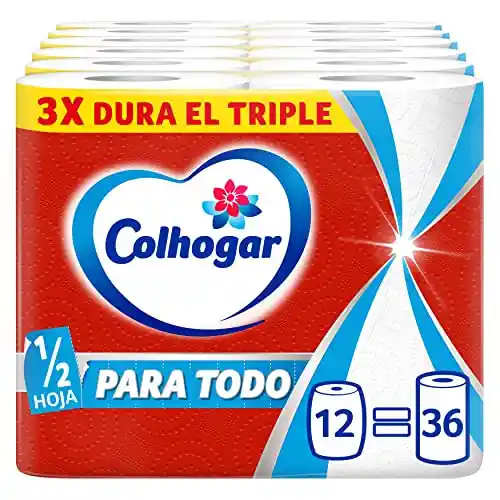 Colhogar Paratodo Rollos 6x2 - Rollos para Cocina Multiusos y Absorbente - 12=36 Rollos