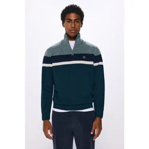 Color block zip fastening jersey