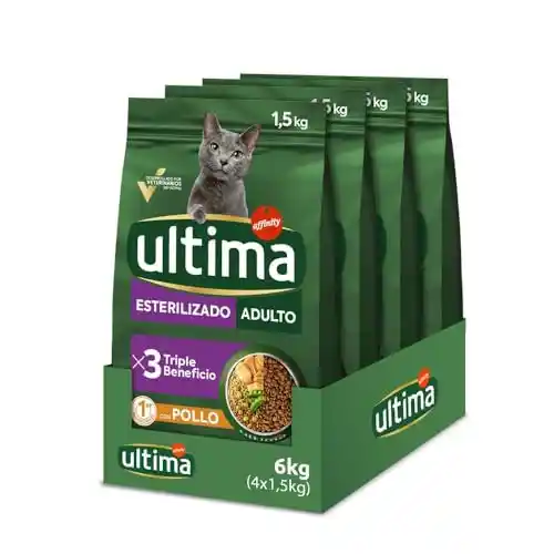 Comida para gatos 8x Ultima Esterilizado Pollo 1.5Kg