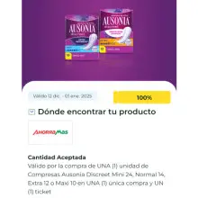 Compresas Ausonia GRATIS en Ahorramas Con la cuponera