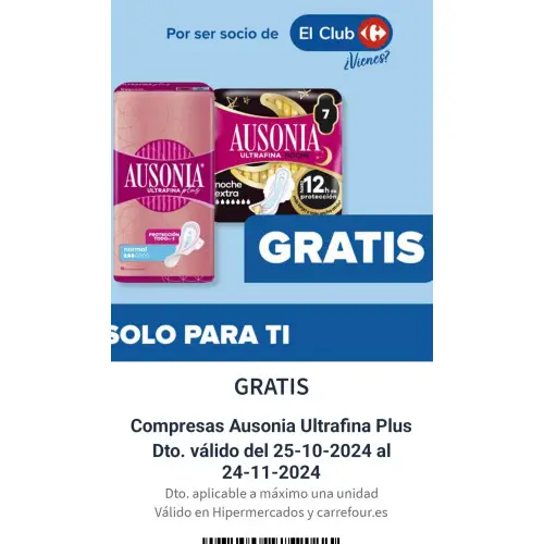 Compresas gratis con la app de carrefour (Cuentas seleccionadas)