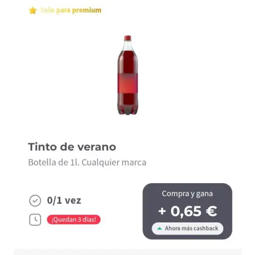 Consigue 0,65€ por comprar tinto de verano (promo exclusiva para Premium)