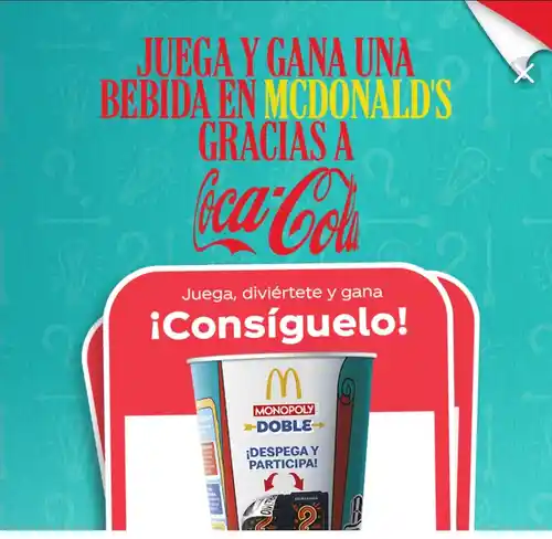 Consigue bebida GRATIS con Mc'donalds y Coca cola