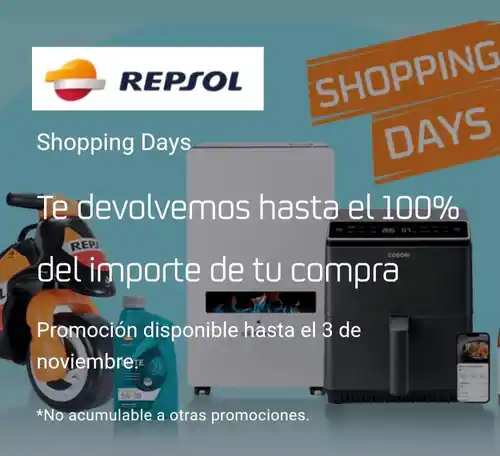 Consigue Hasta 100% en Cupones con los Shopping Days de Repsol