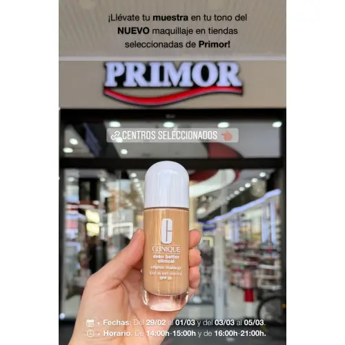 Consigue muestras gratis de base de Clinique! En Primor (En tiendas seleccionadas)