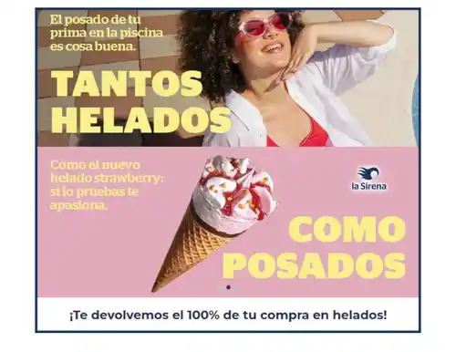 Consigue reembolso del 100% de la compra de helados en La Sirena