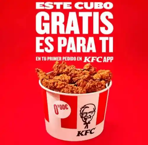 Consigue tu Primer Cubo GRATIS en KFC con la App o Web (Mínimo 10€)