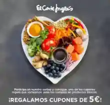 Consigue un cupón de 5€ sin minimo para compras en supermercados grupo El corte Inglés (Sorteo)