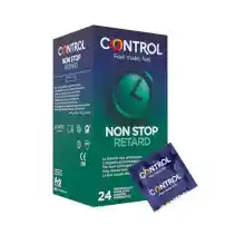 Control Non Stop Retard Preservativos- Caja de condones retardantes para una relación más prolongada, lubricados, ajuste perfecto, sexo seguro, 24 unidades (pack ahorro)