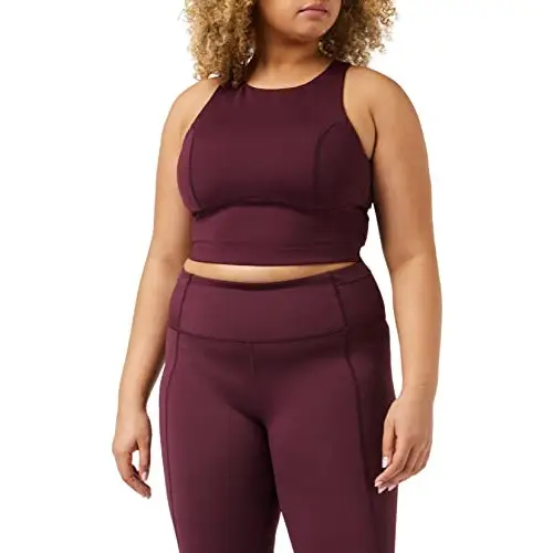 Core 10 Sujetador para Deportes de Bajo Impacto (disponible en tallas grandes) Mujer, Burdeos Oscuro, XXL Grande