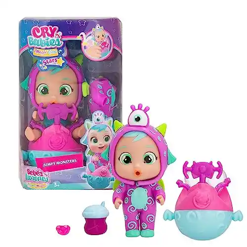 Cry Babies Magic Tears Jumpy Monsters, Stars Fuzz, Bambola Collezionabile Bambola Collezionabile con Pigiama Mostriciattolo, Giocattolo Bambine e Bambini +3 Anni