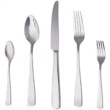 Cubertería plateada de 20 piezas Amazon Basics para 4 personas
