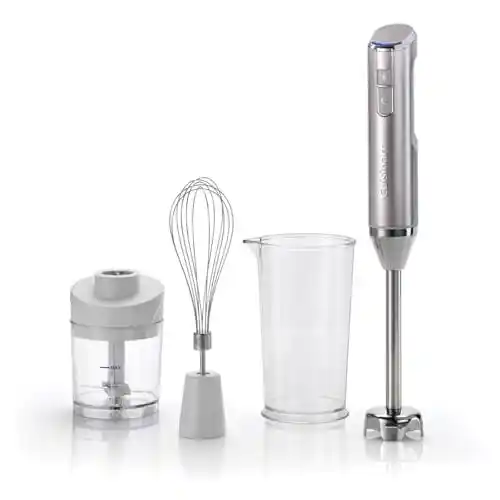 Cuisinart Batidora de mano inalámbrica 3 en 1 | Batidora eléctrica de acero inoxidable, batidora de varillas y jarra de 700 ml sin BPA, minipicadora de 250 ml | Carga USB | Apta para lavavajillas