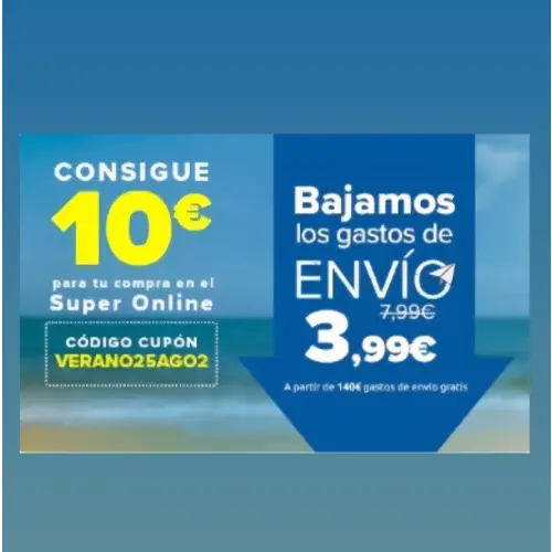 Cupón Carrefour: 10€ de descuento en Super Online + envío rebajado