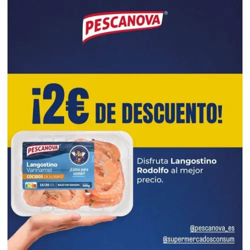 Cupón de 2 € de descuento en Langostinos Pescanova en Consum 🦐