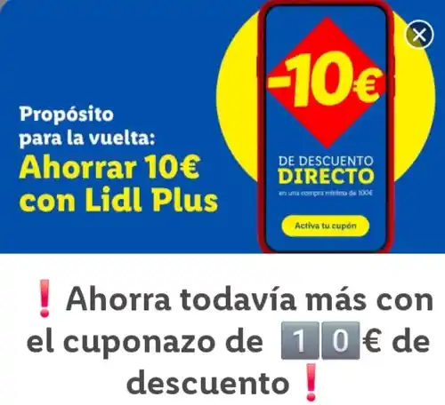 Cupón Lidl Plus: 10€ de descuento directo en compras de 100€ o más