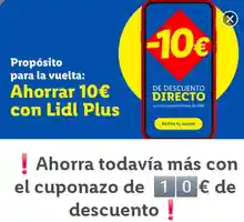Cupón Lidl Plus: 10€ de descuento directo en compras de 100€ o más