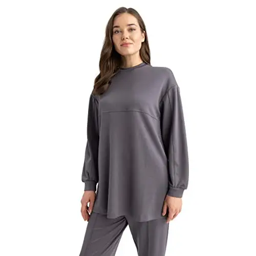 Camiseta túnica, Gris (LT.Anthra), XL para Mujer